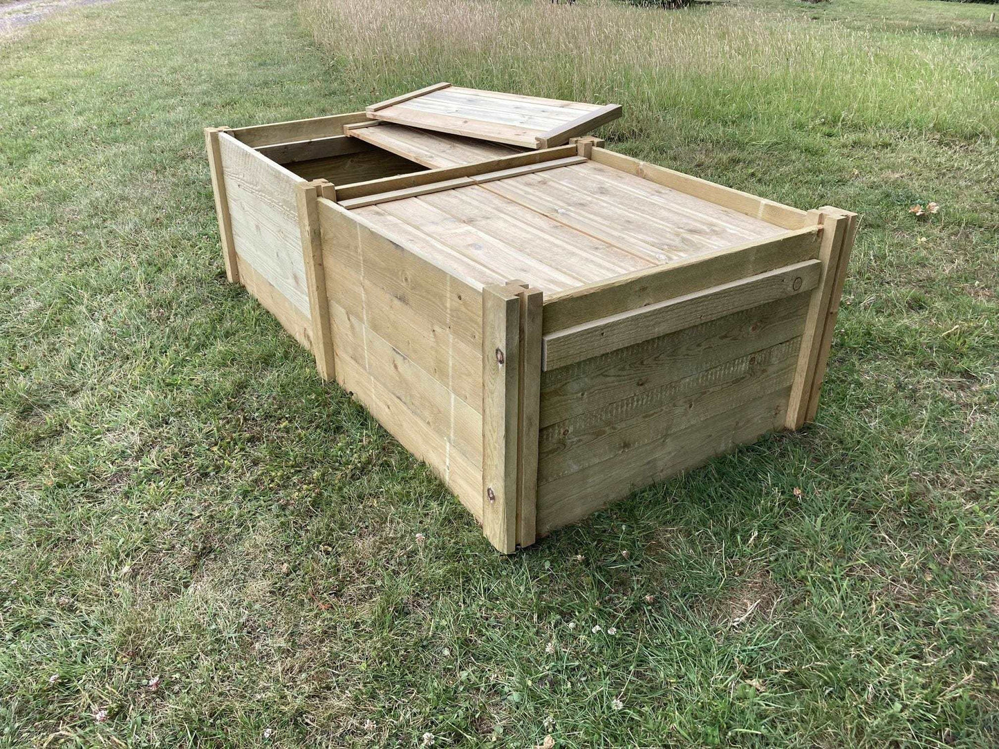 Agamemnon Timber Double Bay Compost Bin & Lid Set