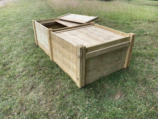 Agamemnon Timber Double Bay Compost Bin & Lid  Set