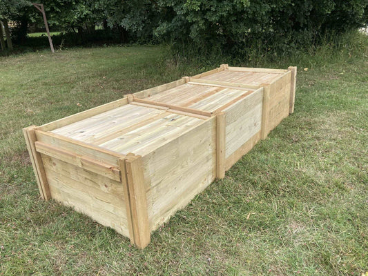 The  Agamemon Timber Triple Bay Compost Bin & Lid Set