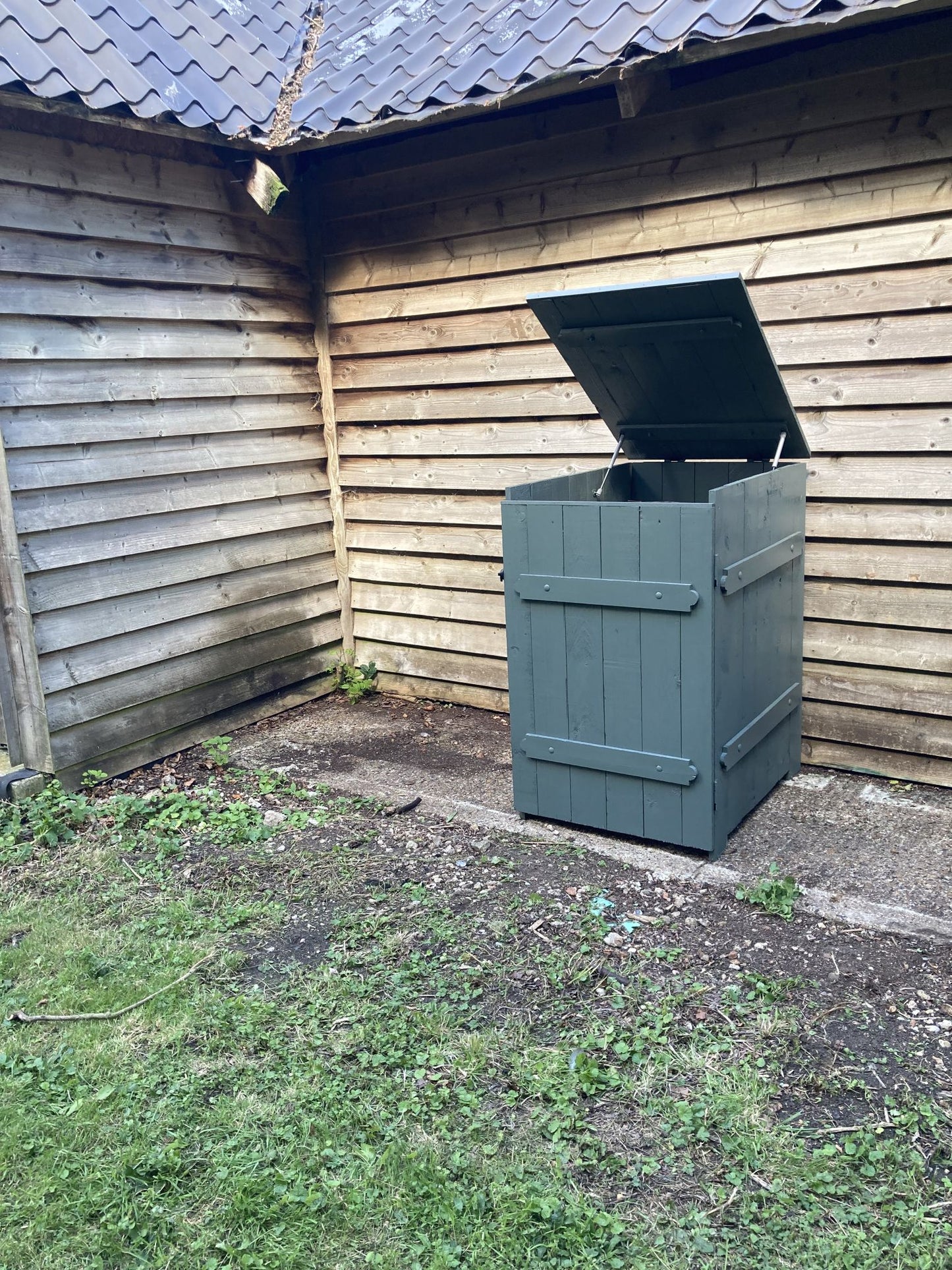 Wheelie Bin Store with open lid