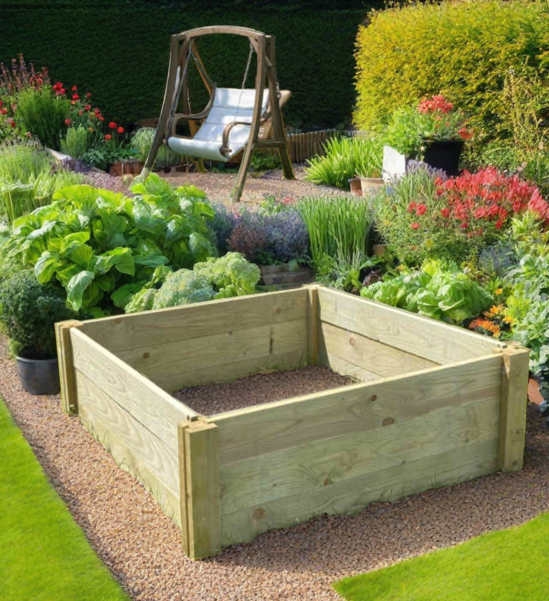 Single bay raised bed for flowers or vegetables